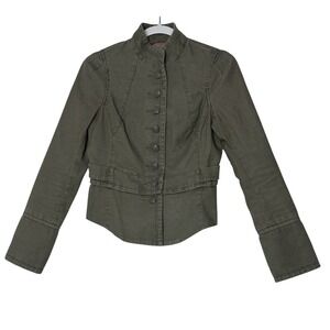 Free People Jacket Women's Size 2 Olive Green Green Lined Cotton Crop Outdoor